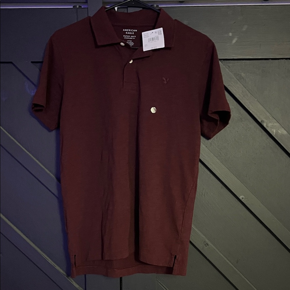 American Eagle Outfitters Deep Burgundy Polo Shirt